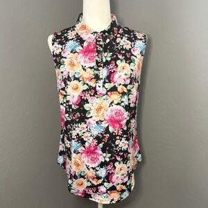 Bad Birdie NWT Sleeveless Golf Polo Shirt‎ Black Floral Sz XXL
